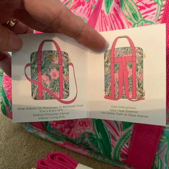 Lilly Pulitzer Floral Pink and Green Insulated Backpack Cooler - Picture 4 of 7